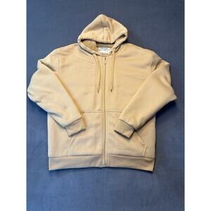 Seven Apparel Tan Thick Full Zip Hoodie Jacket with Warm Sherpa Lining Size LG